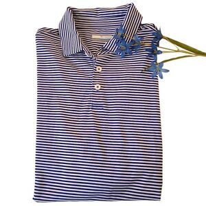 Columbia Golf Mens Blue and White Stripe Golf Polo Shirt Size Large
